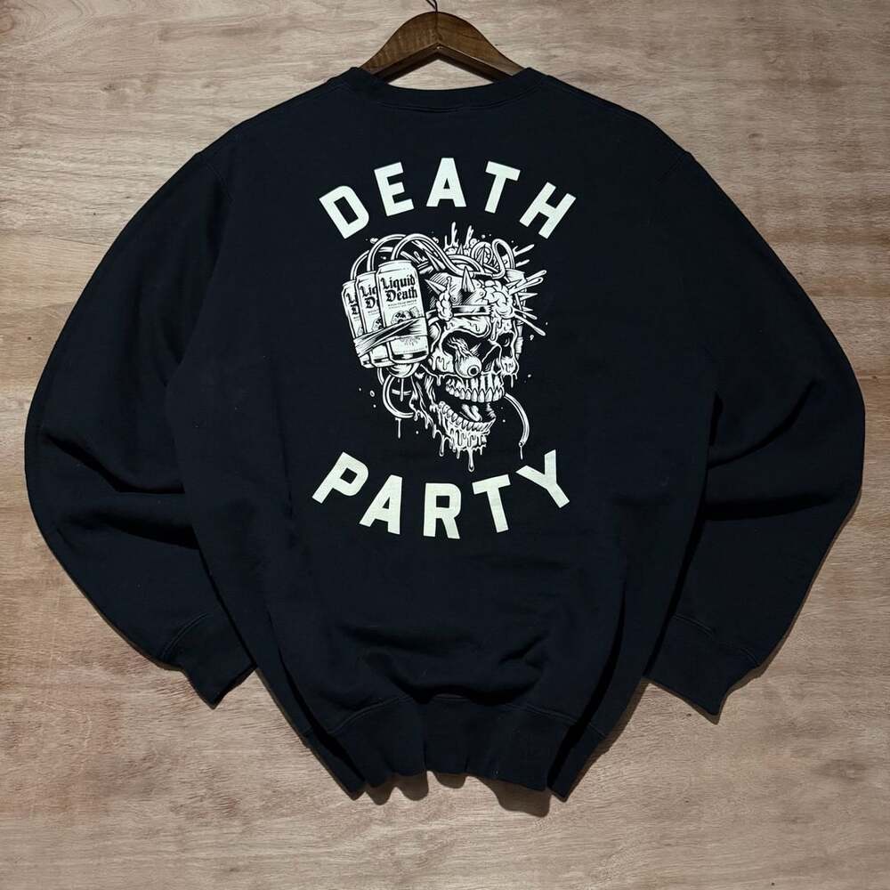 Liquid Death Death Party Skull Graphic Black Crewneck Sweatshirt Men’s M